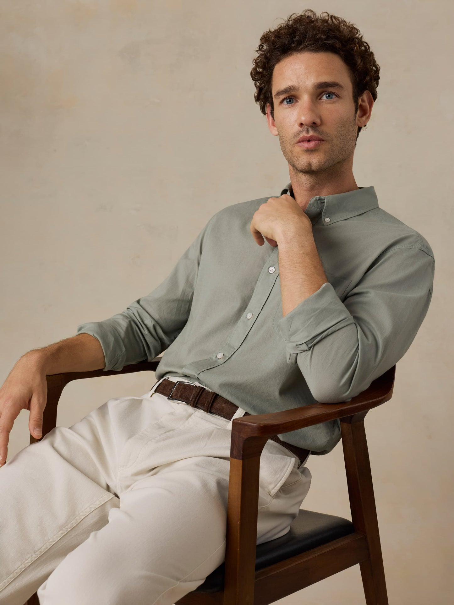 Long-Sleeve Weightless Cotton Shirt - Coastal Sage