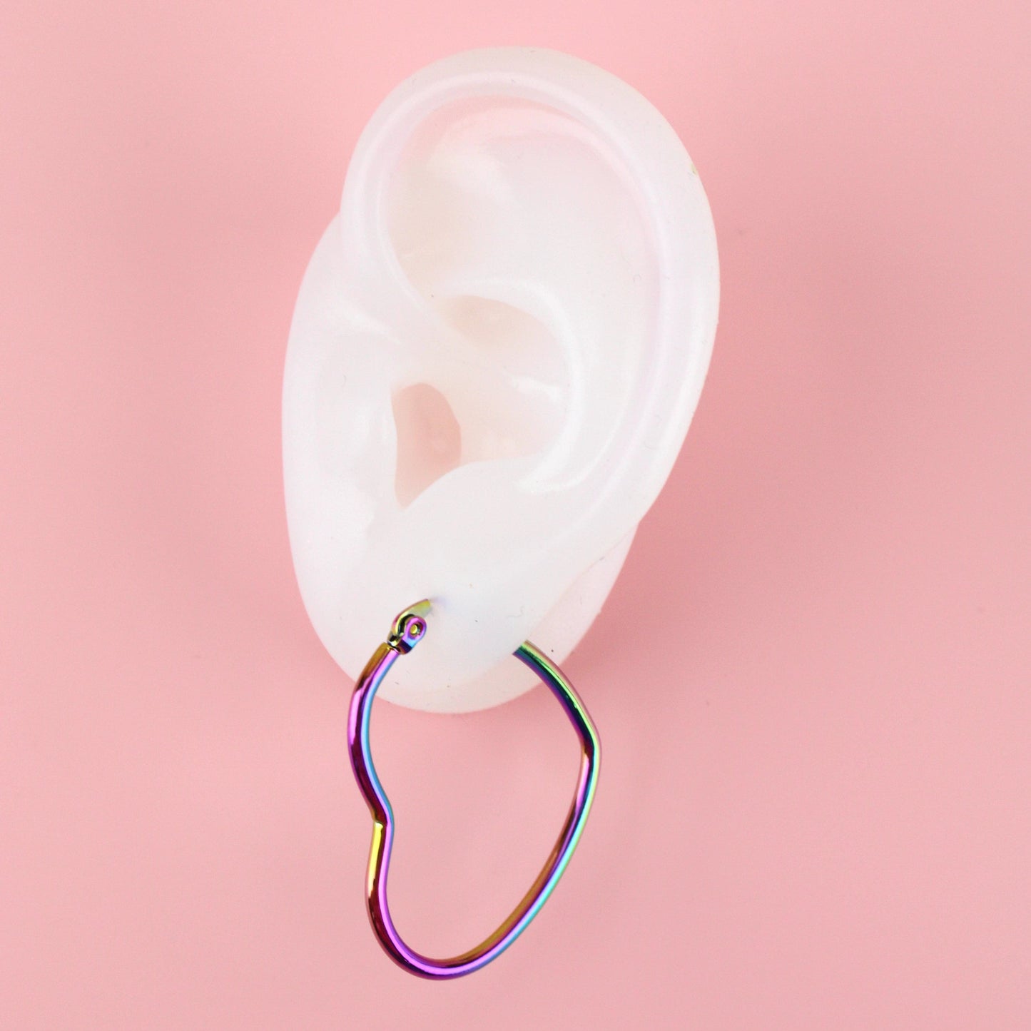 Rainbow Heart Hoop Earrings