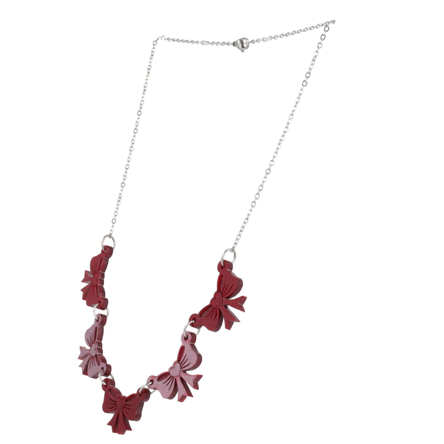 Red and Pink Bow Bunting Necklace