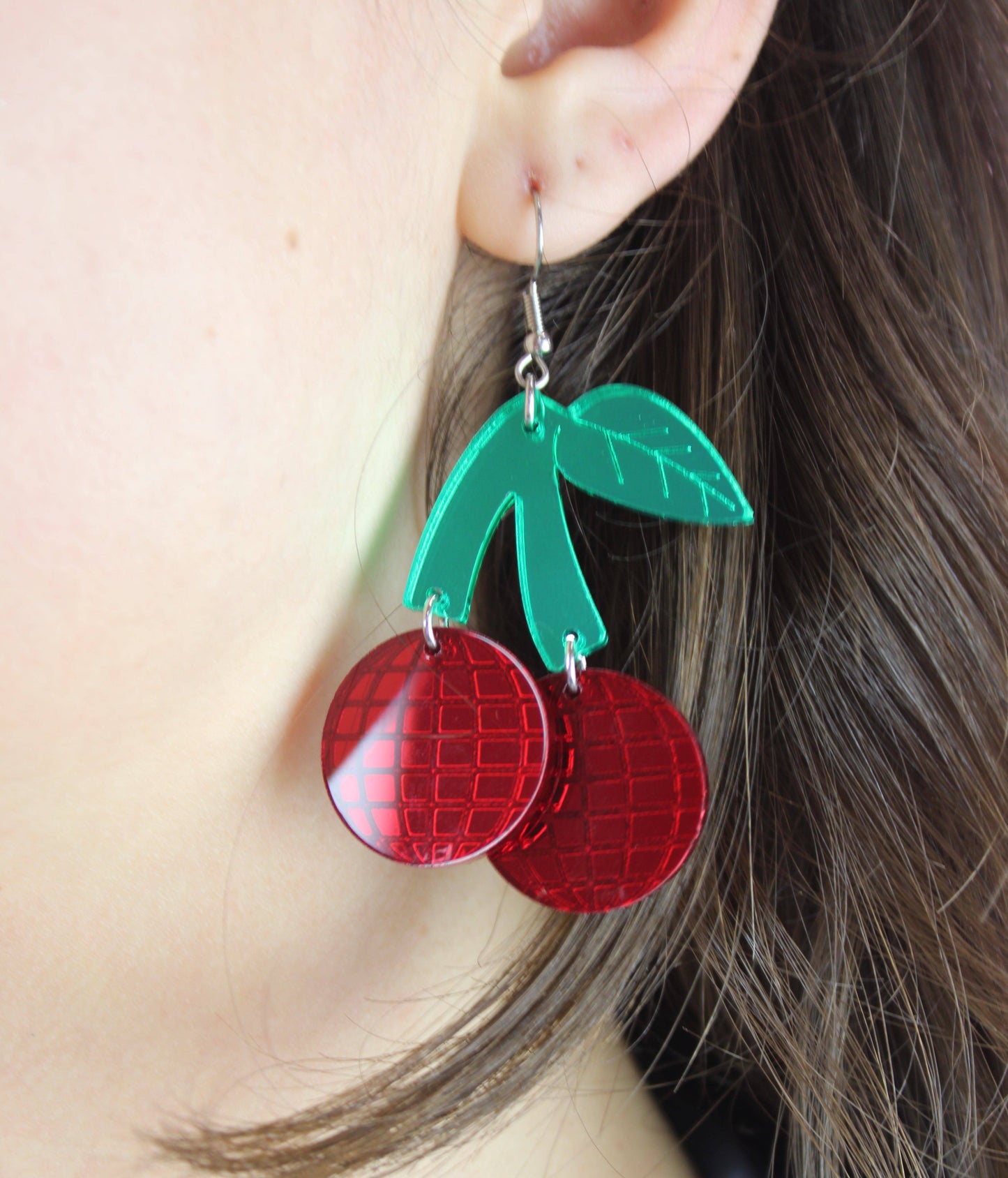 Red Disco Cherry Earrings