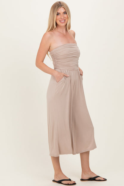 Ash Mocha Double Layered Strapless Tube Top Jumpsuit