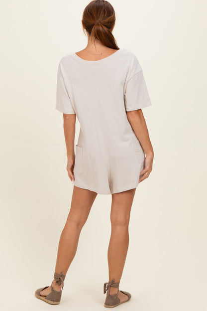 Beige Scoop Neck Romper