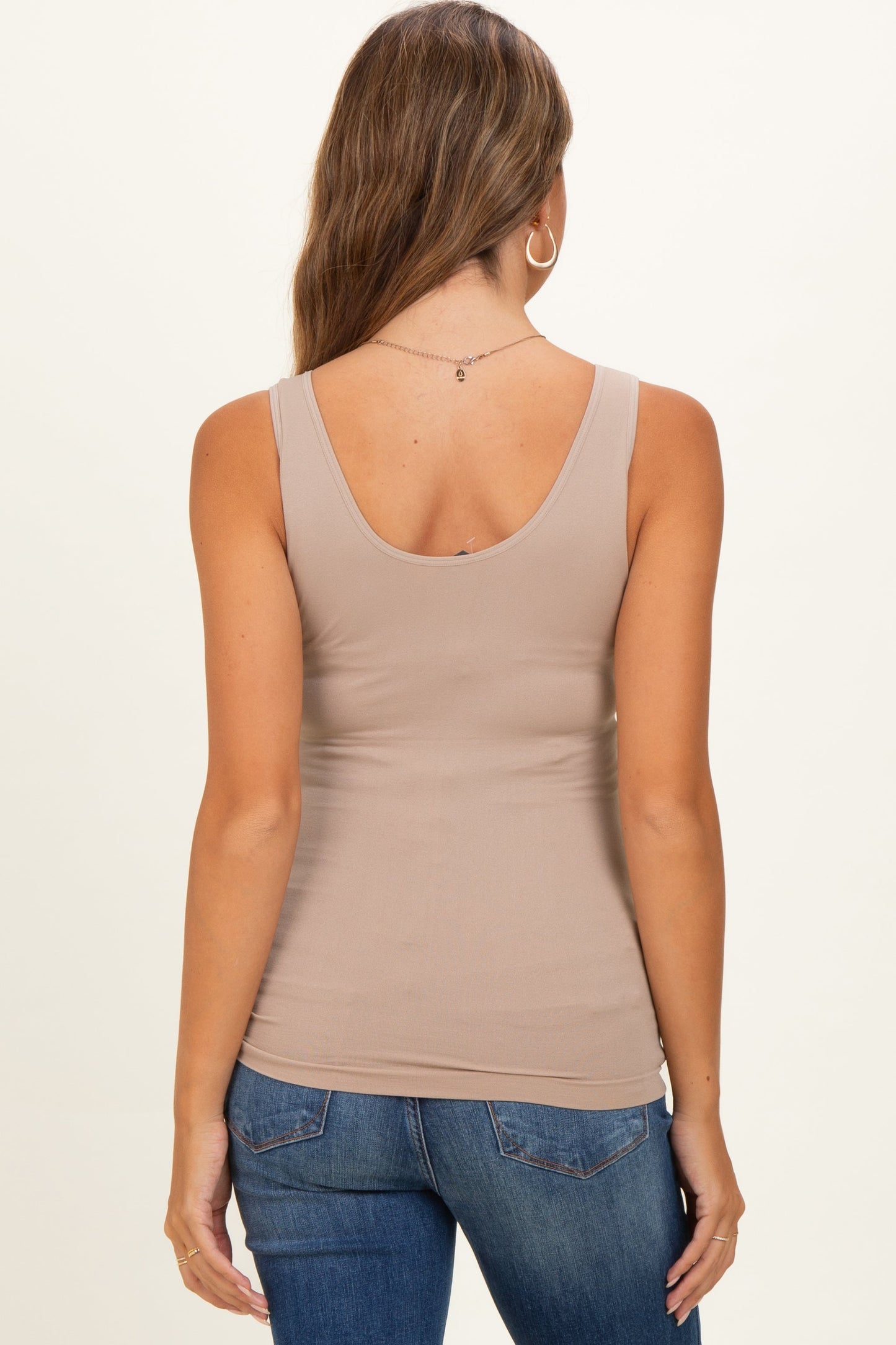 Ash Mocha Sleeveless Fitted Maternity Tank Top