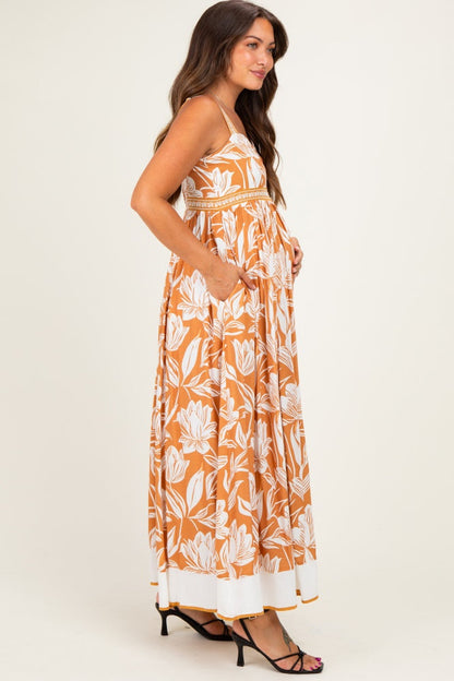 Amber Mixed Floral Sleeveless Maternity Maxi Dress