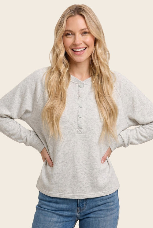 Ash Grey Half Snap Button Up Pullover