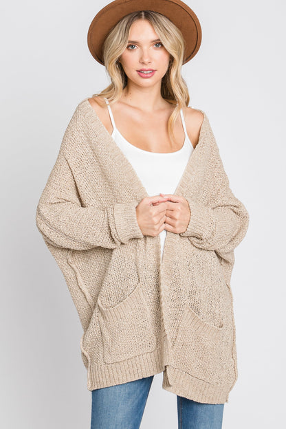 Beige Cuff Sleeve Maternity Cardigan