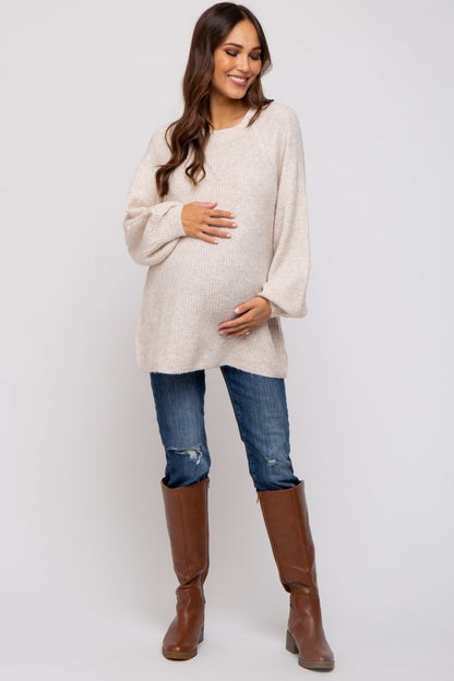 Beige Soft Brushed Maternity Sweater