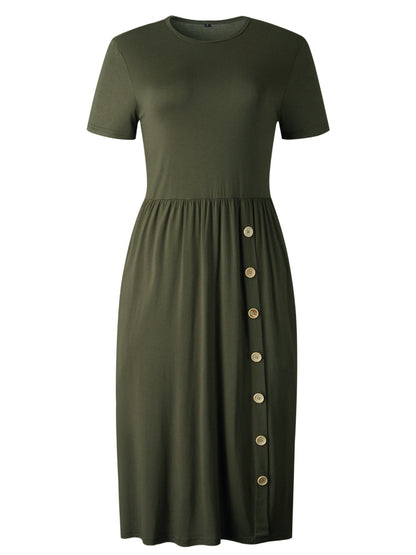 Beth Dutton Wardrobe Summer Solid Color Buttons Leisure Women's Knitted Dress