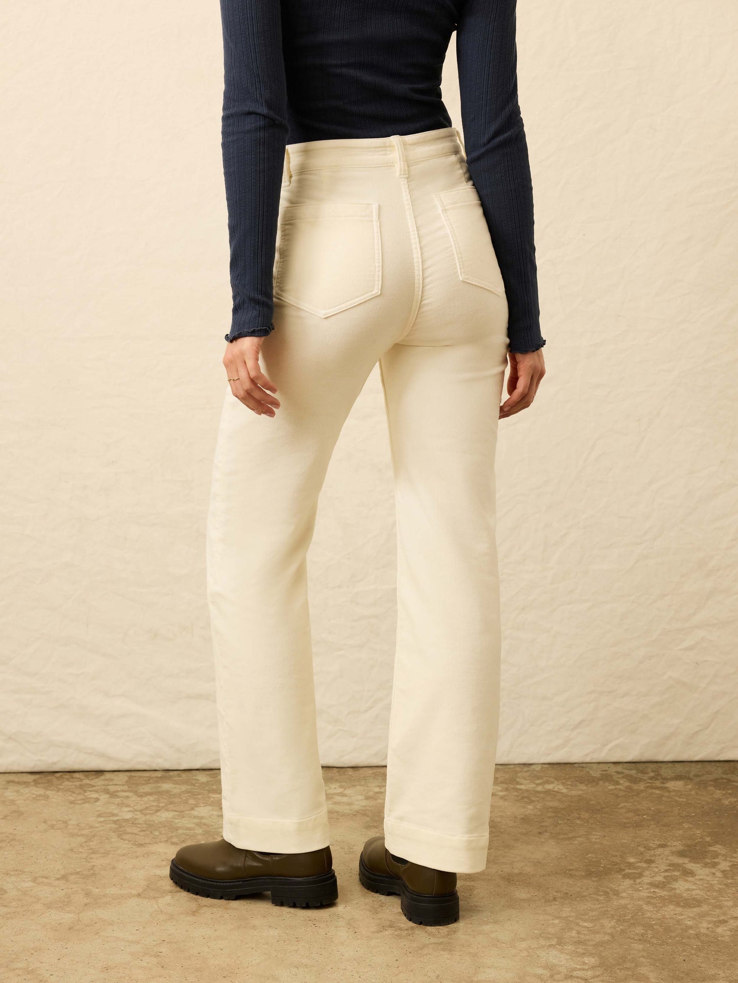Stretch Terry Cord Patch Pocket Pant - Egret