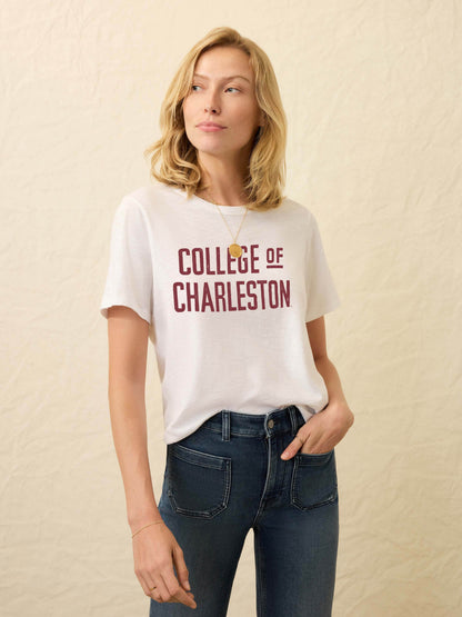 College of Charleston Sunwashed Essential Tee - White