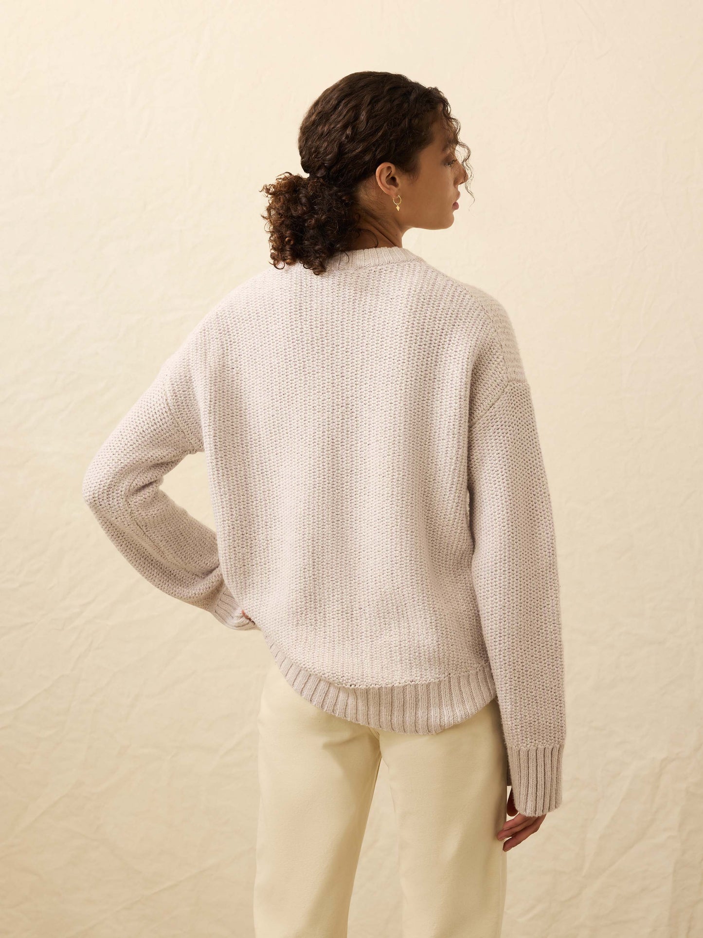 Heirloom Cotton  Relaxed Crew - Seafog Stripe