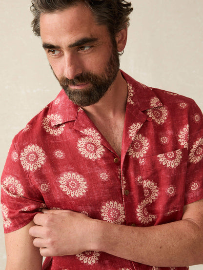 Short-Sleeve Hemp Blend Camp Shirt - Sun Blossom