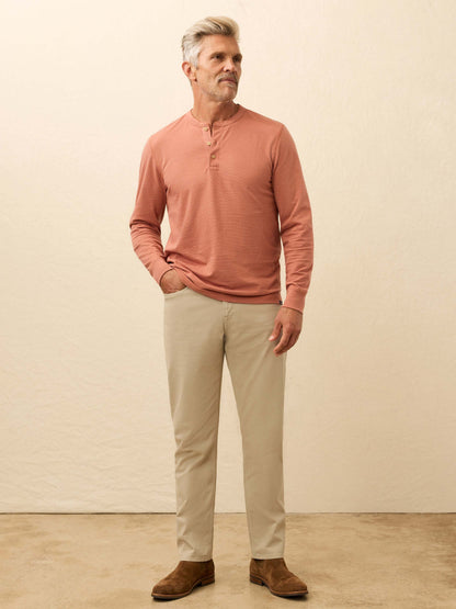 Long-Sleeve Waffle Henley - Dusty Sienna