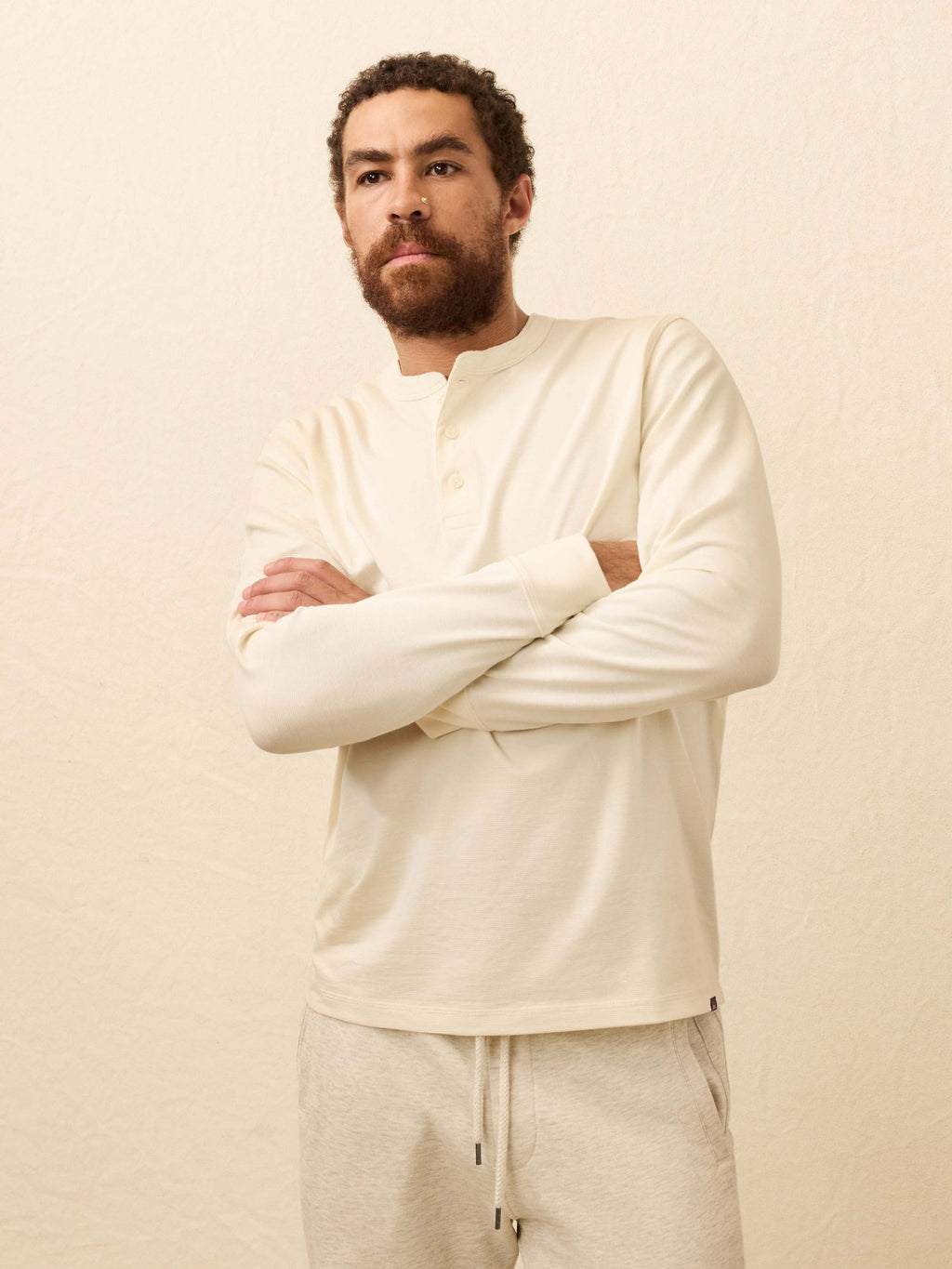 Long-Sleeve Waffle Henley - Snow