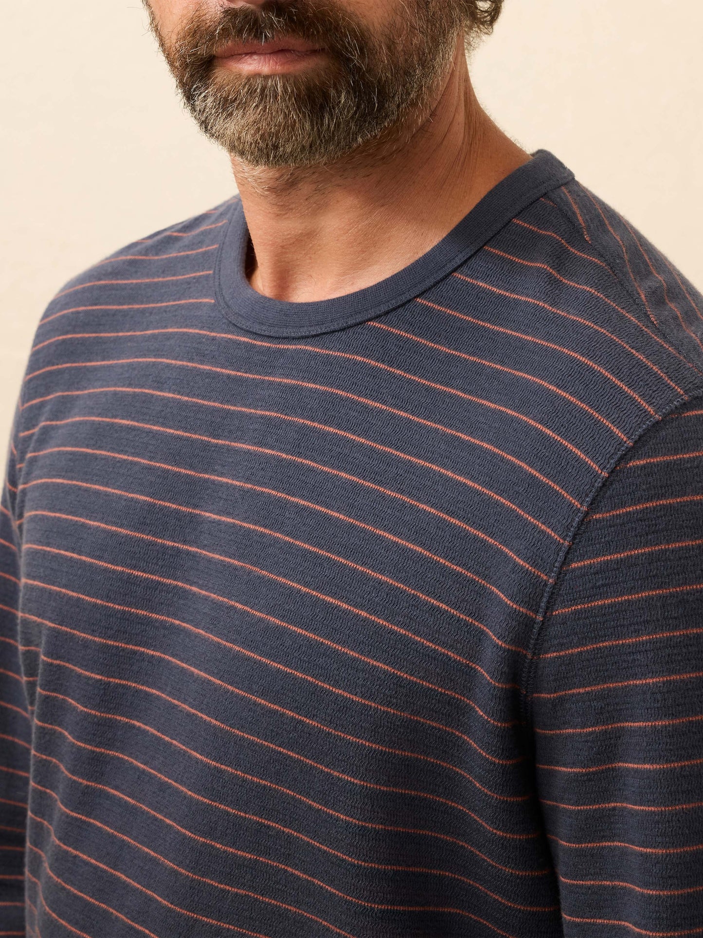 Double Knit Crewneck - Blue Dune Stripe