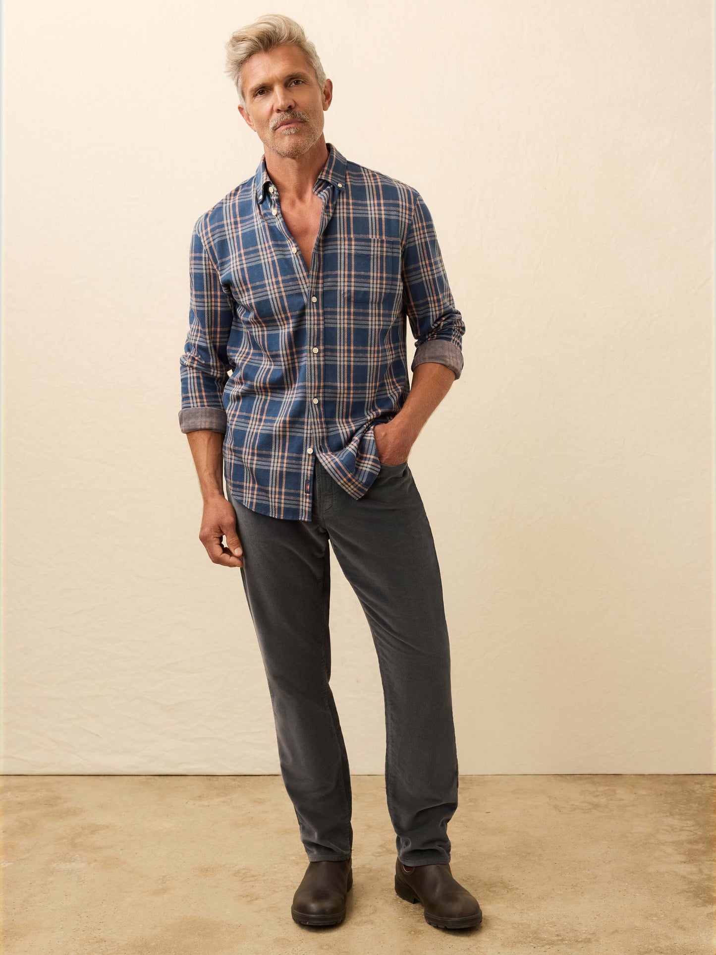 Coastline Knit Shirt - Clay Twilight Plaid