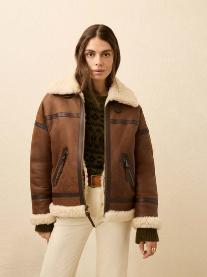 Sedona Shearling Flight Jacket - Brown