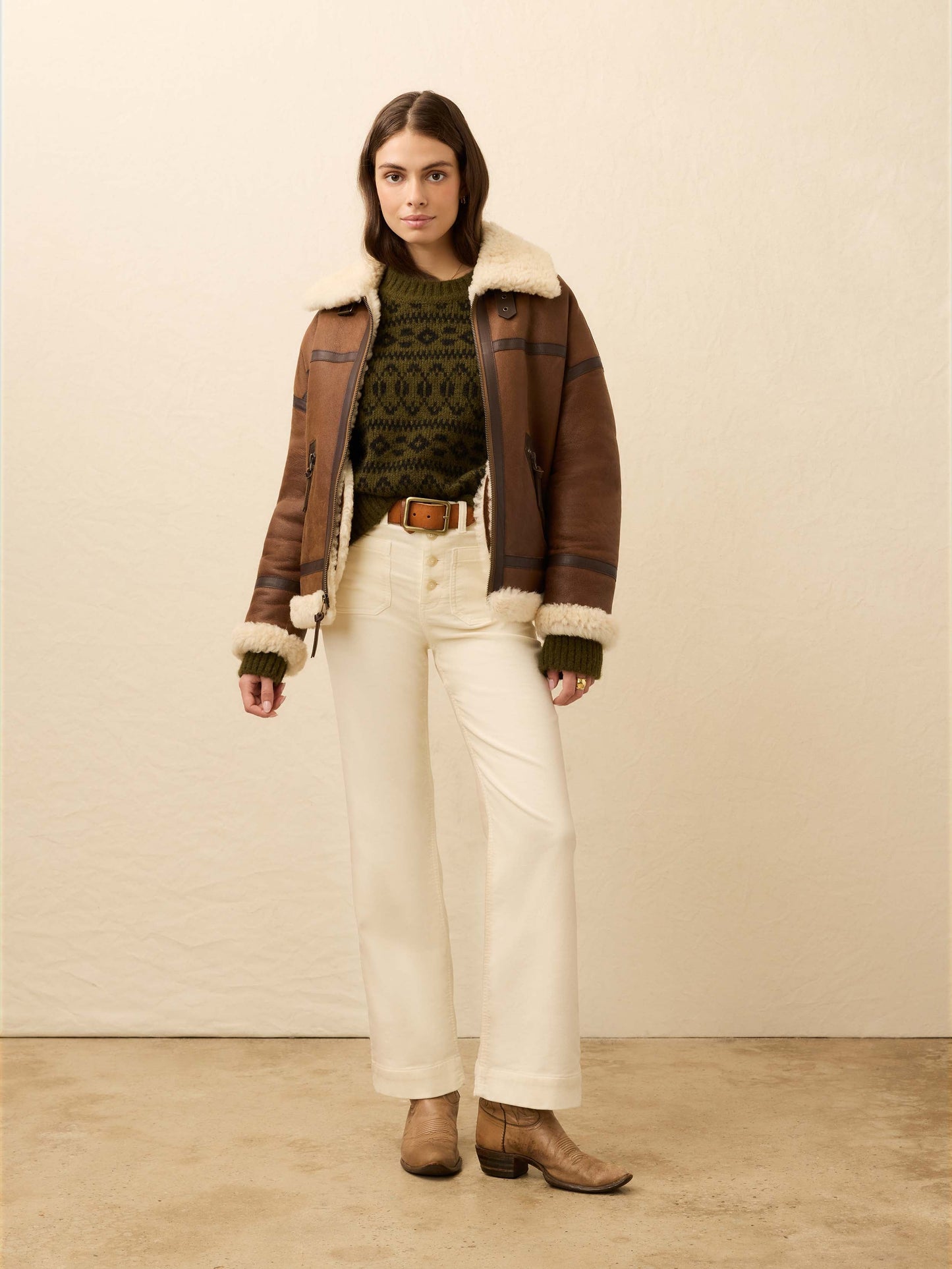 Sedona Shearling Flight Jacket - Brown