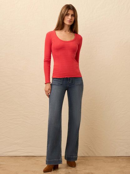 Paradise Pointelle Scoop Neck - Tomato