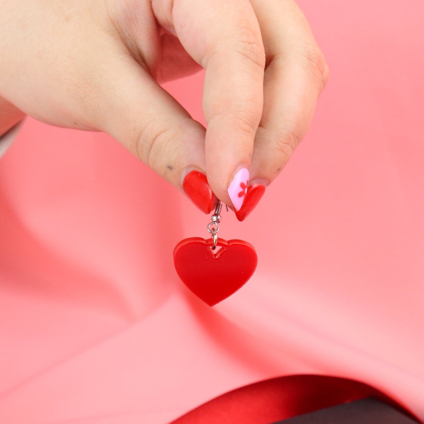 Red Heart Mini Drop Earrings