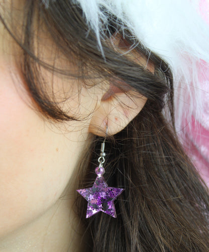 Purple Stellar Confetti Star Earrings