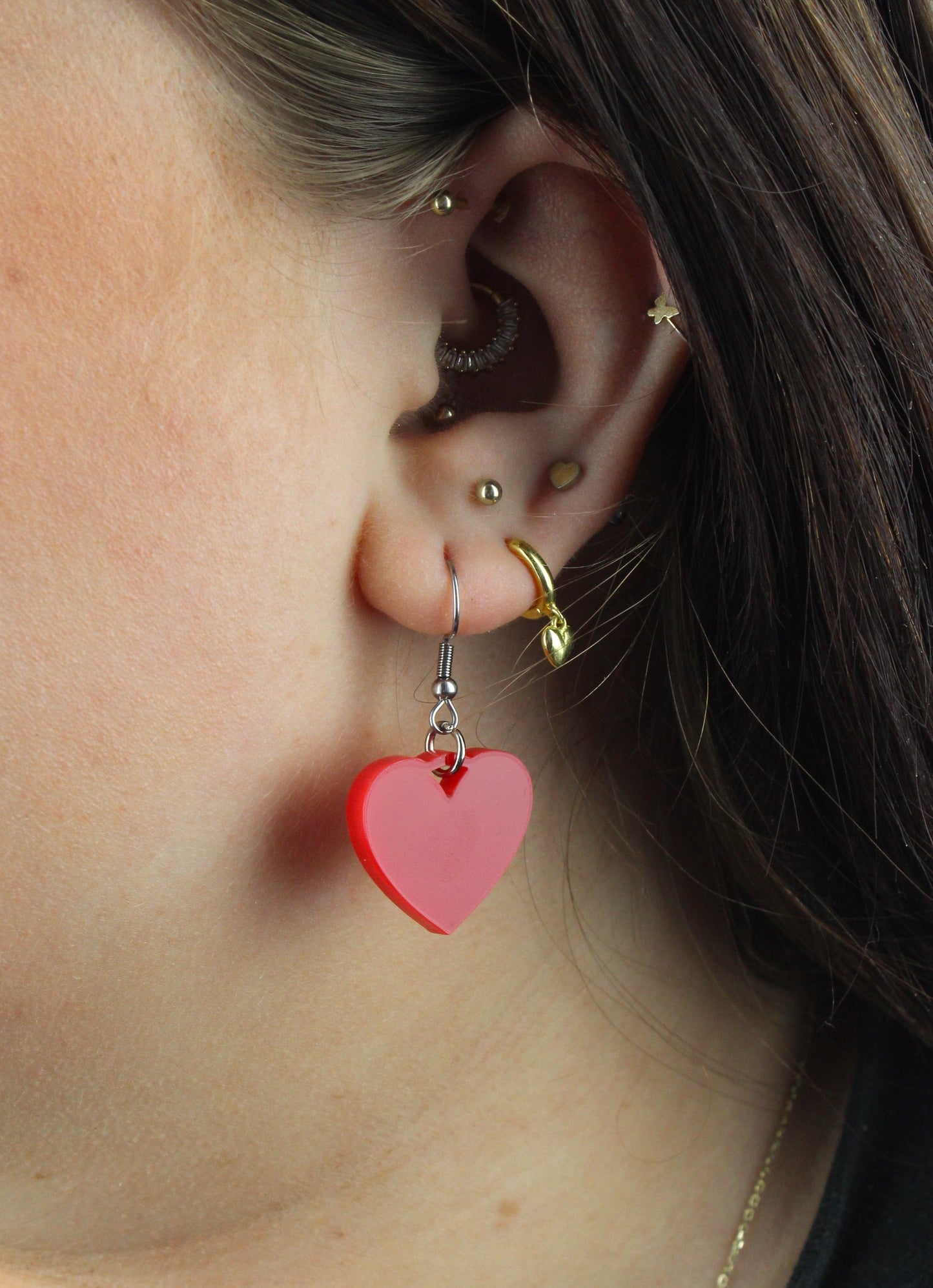 Red Heart Mini Drop Earrings