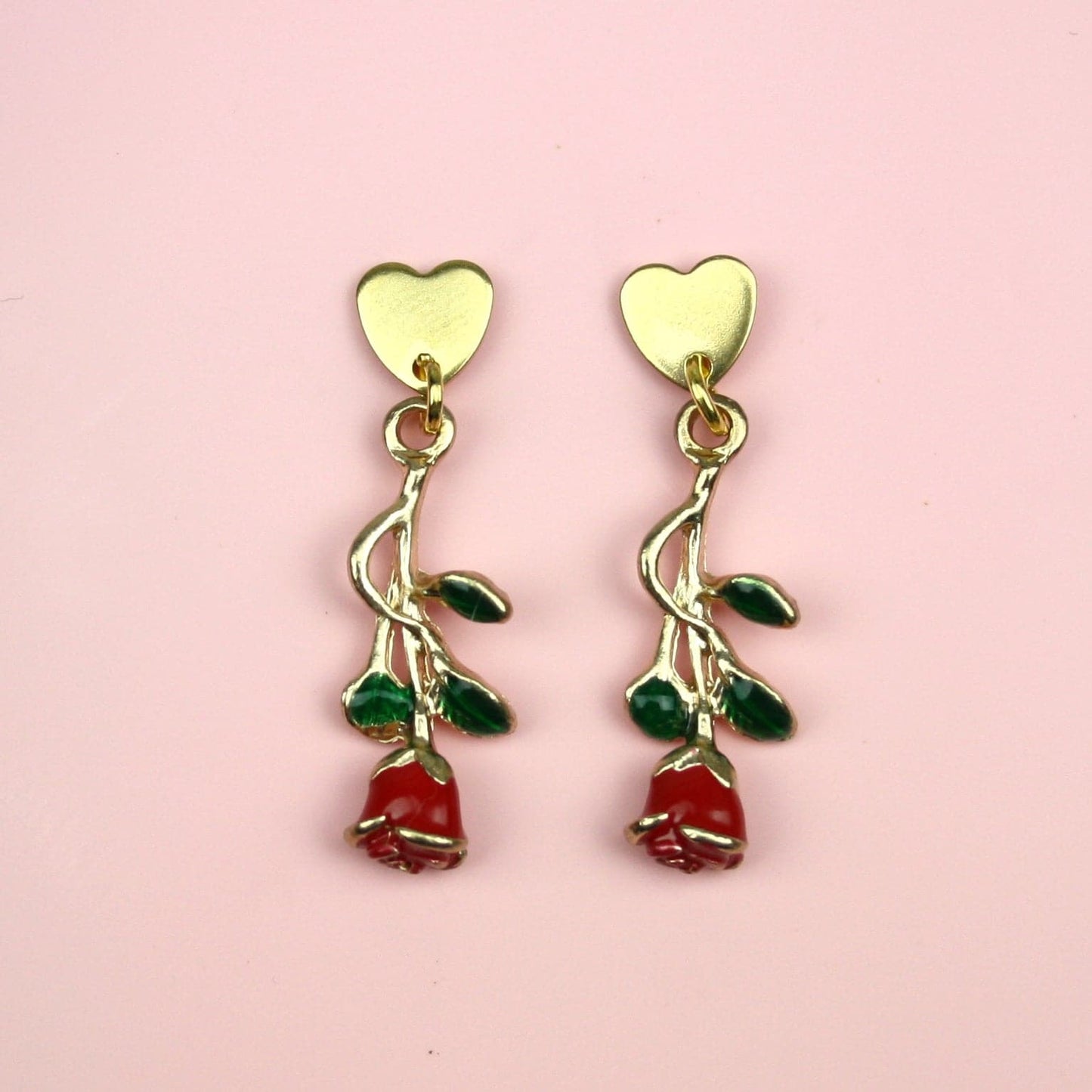 Red Enchanted Rose Earrings