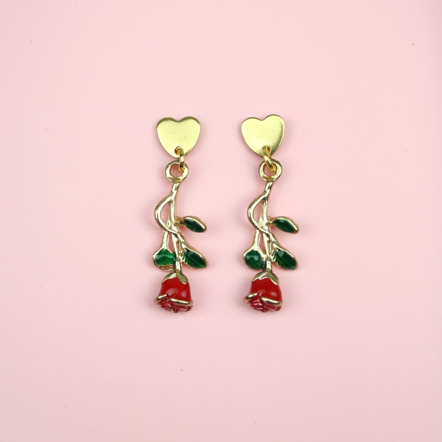 Red Enchanted Rose Earrings