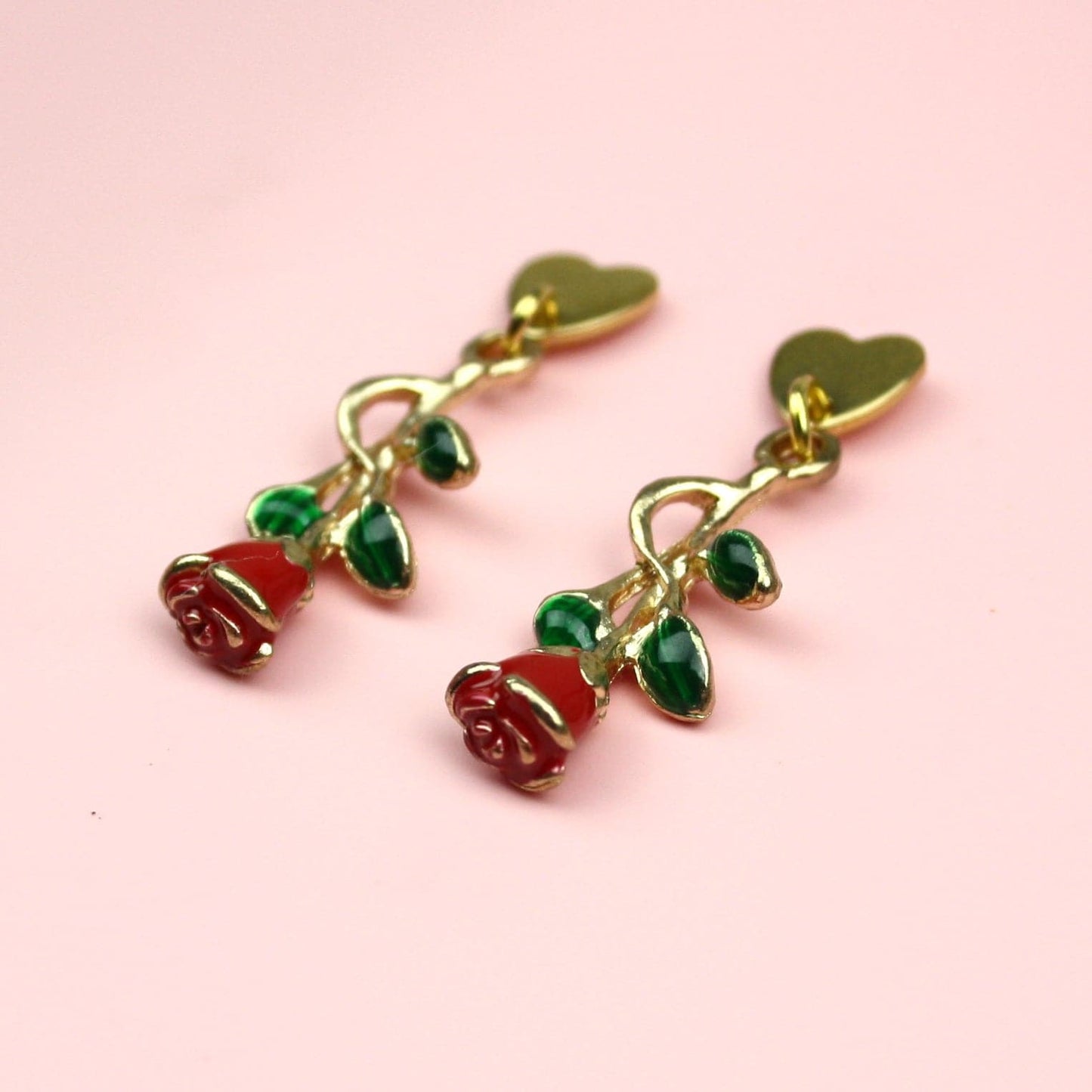 Red Enchanted Rose Earrings