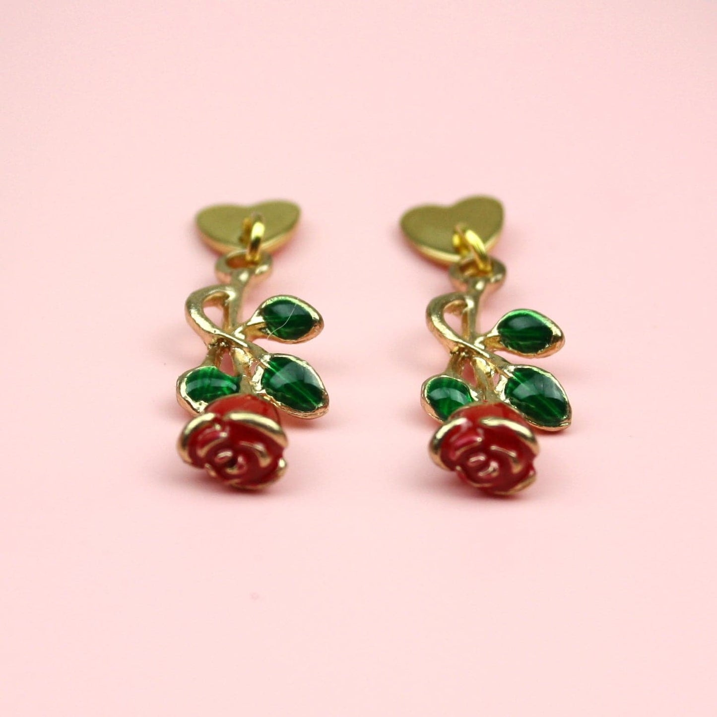 Red Enchanted Rose Earrings