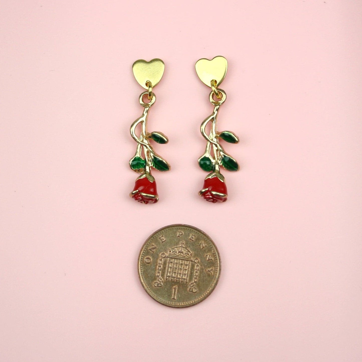 Red Enchanted Rose Earrings