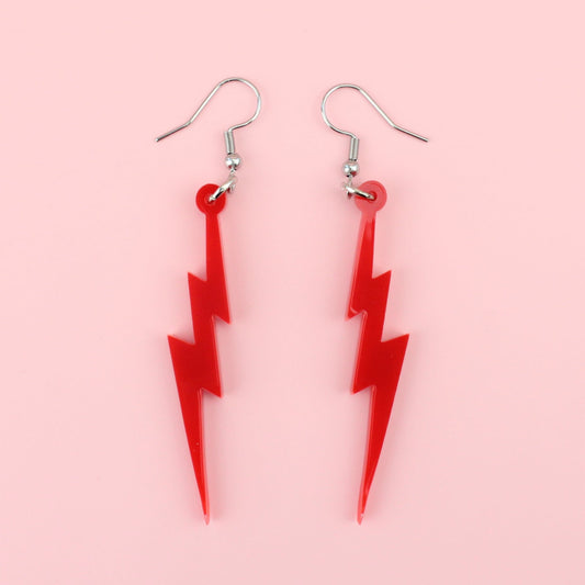 Red Lightning Bolt Earrings