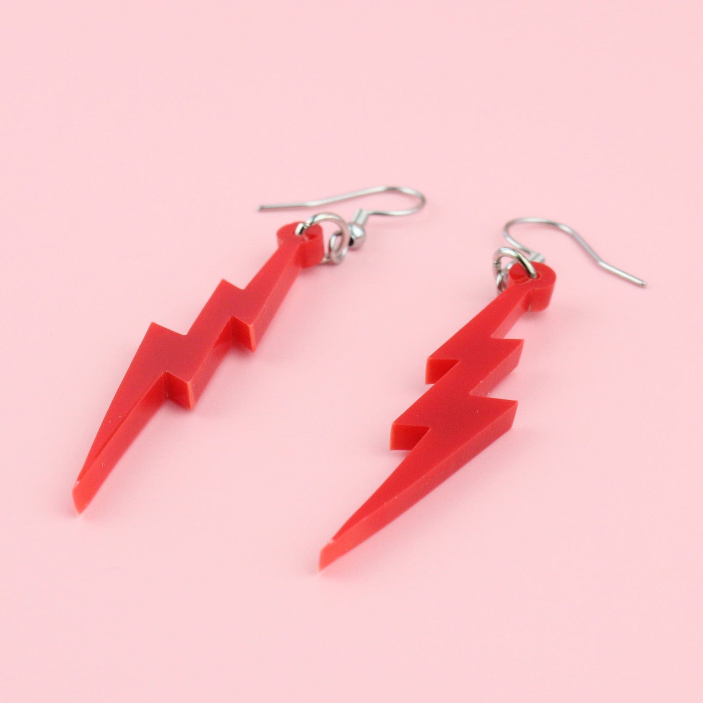 Red Lightning Bolt Earrings