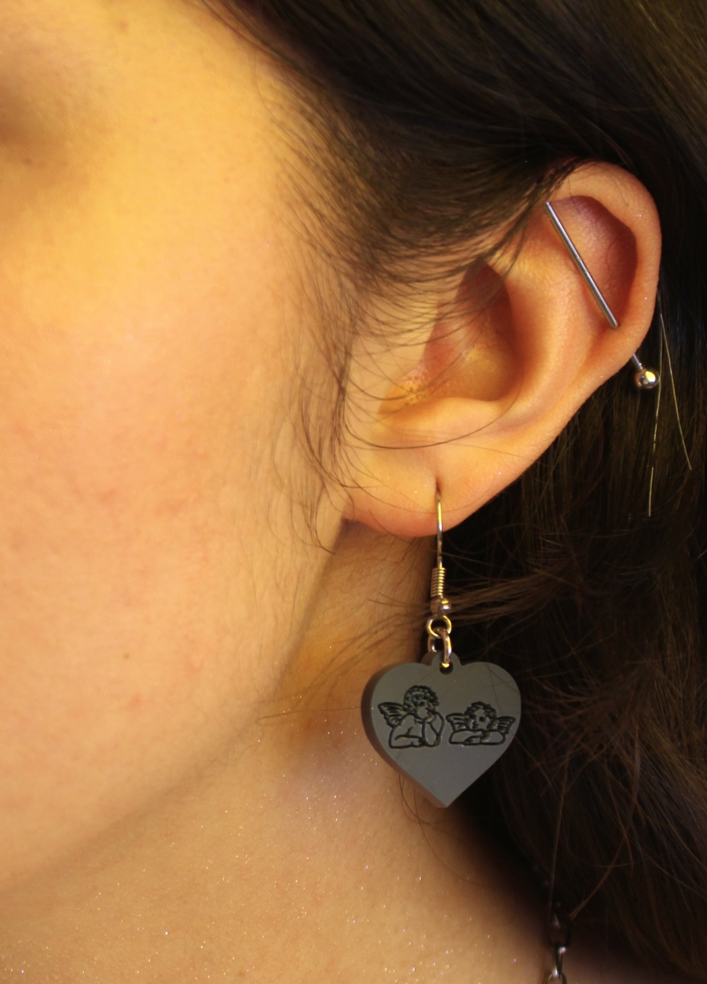 Raphael's Angels Heart Earrings - Midnight Blue