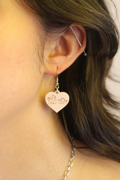 Raphael's Angels Heart Earrings - Marshmallow Pink