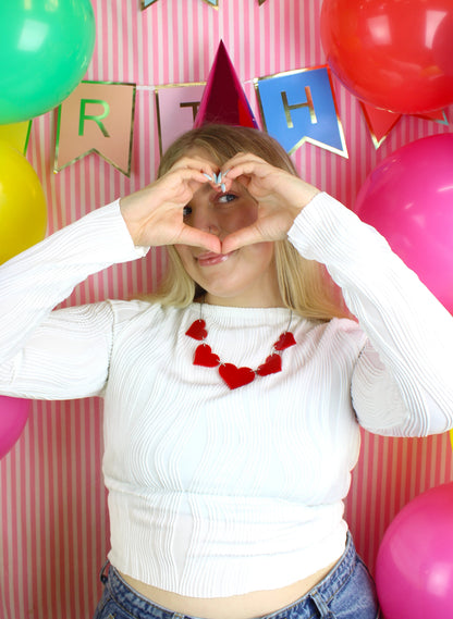 Red Heart Collar Necklace