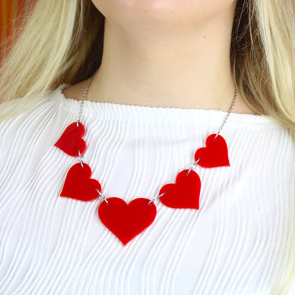 Red Heart Collar Necklace