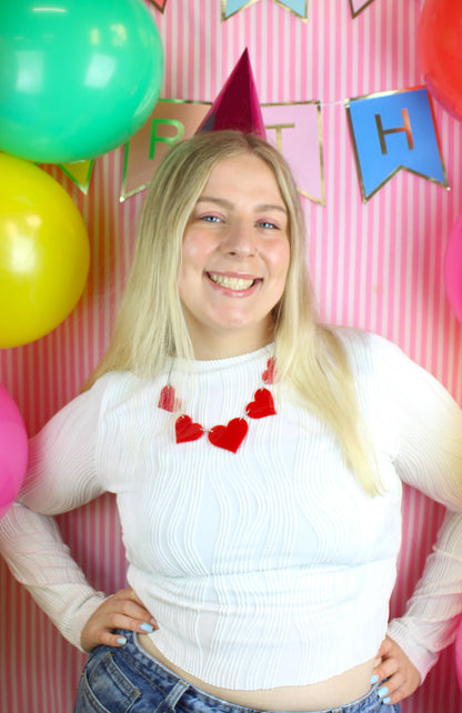 Red Heart Collar Necklace