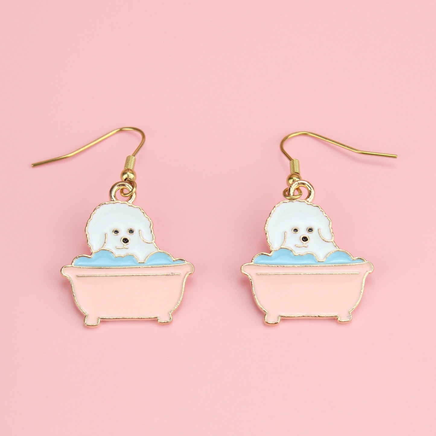 Rubba Dub Dub, Dog In The Tub Earrings (Gold Plated)