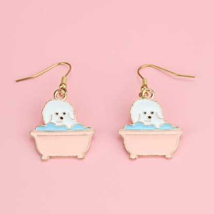 Rubba Dub Dub, Dog In The Tub Earrings (Gold Plated)