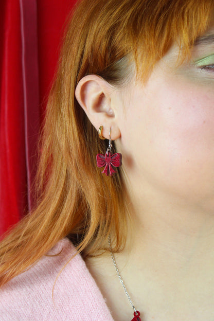 Red Heart Bow Earrings