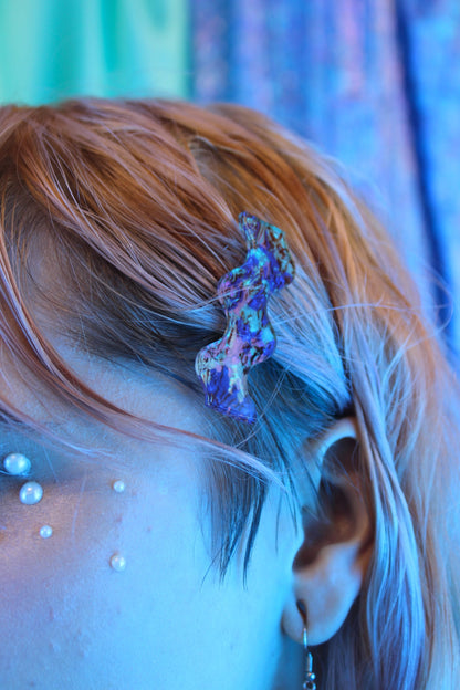 Purple Wavy Abalone Hair Clips