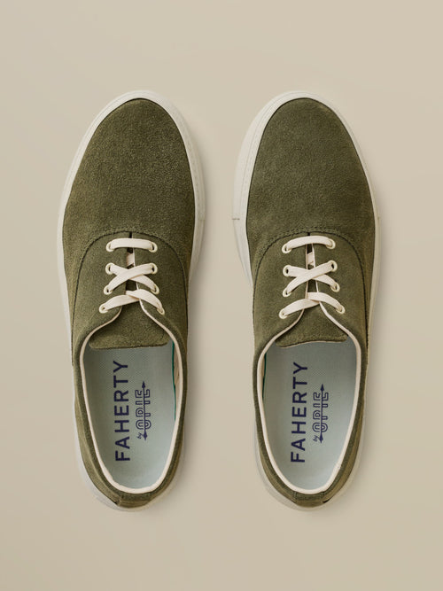 Faherty X Opie Way Deck Sneaker - Olive
