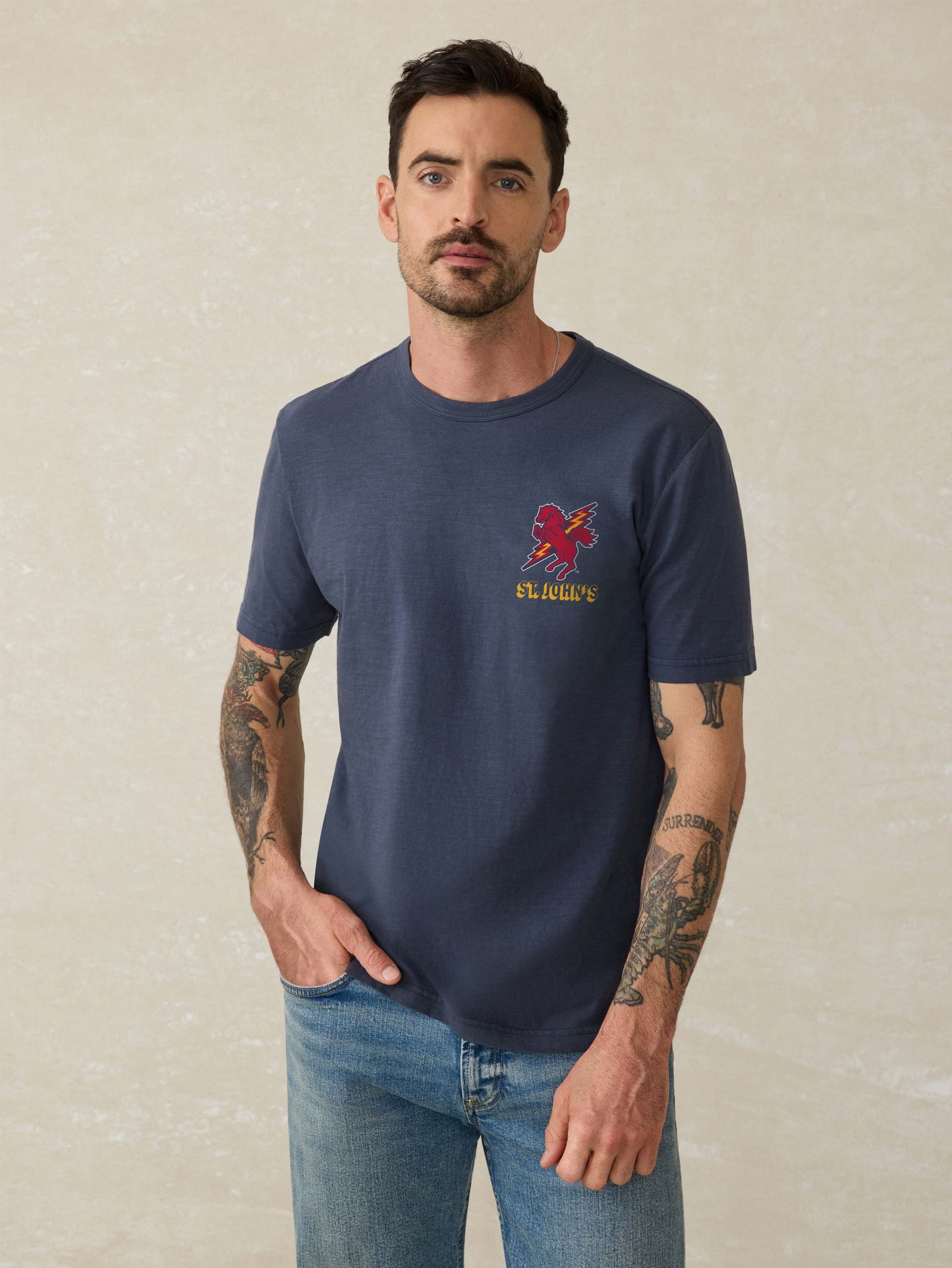 St. John's Sunwashed Regenerative Tee - Dune Navy