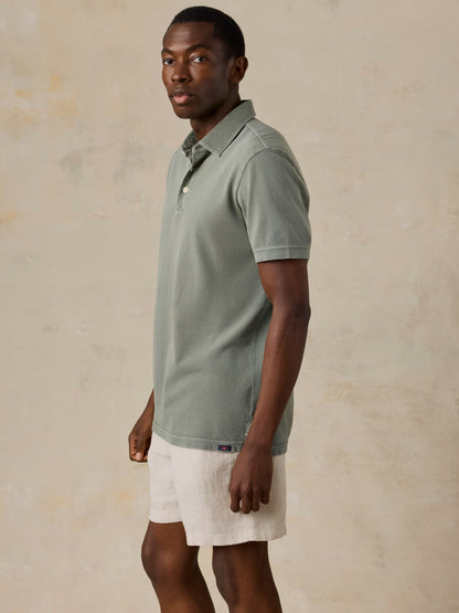 Short-Sleeve Sunwashed Pique Polo - Coastal Sage