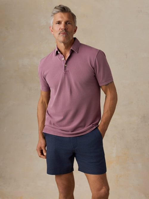 Short-Sleeve Sunwashed Pique Polo - Lilac Twilight