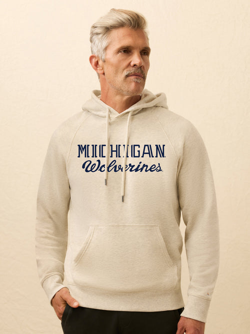 University of Michigan High Standard Fleece Hoodie - Antique Ivory Heather