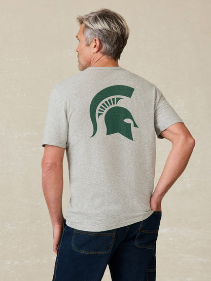 Michigan State Sunwashed Pocket Tee - Granite Heather