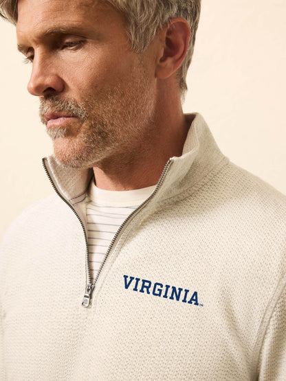 University of Virginia Textured Knit Quarter Zip - Snow Grey Heather