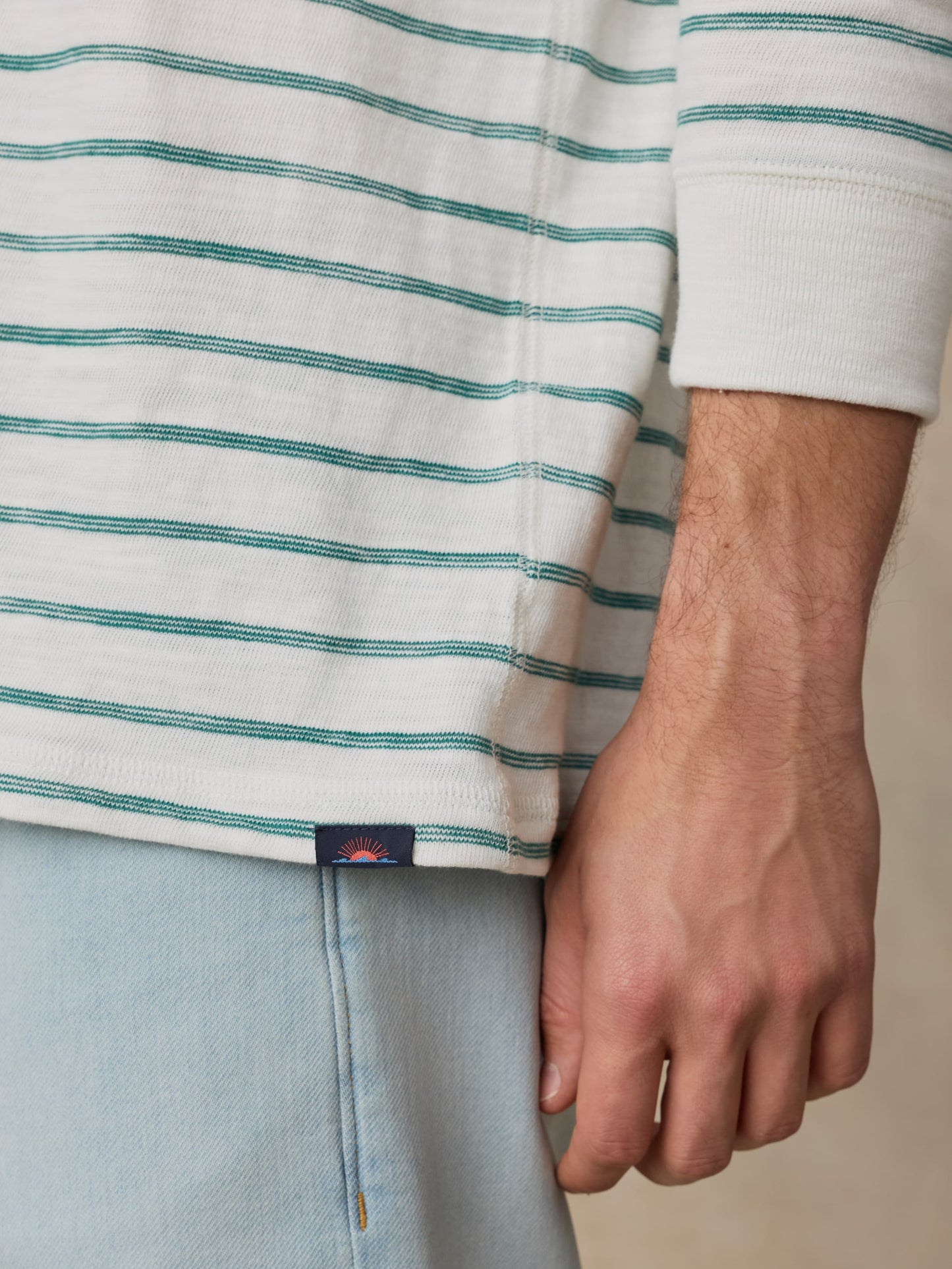 Sunwashed Organic Hoodie - White Biscayne Stripe